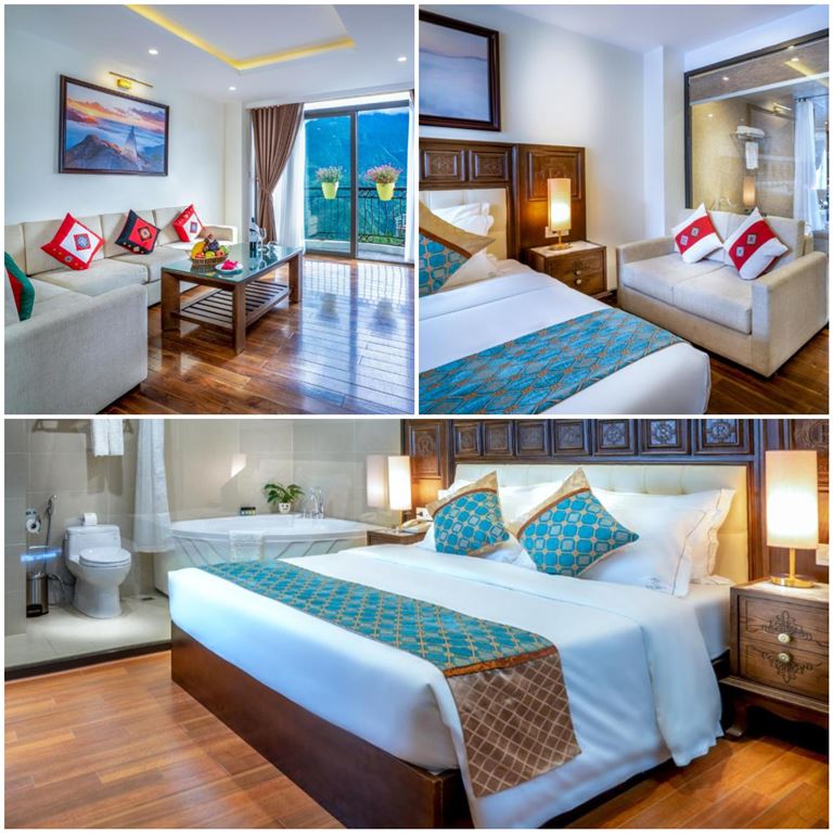 Khách sạn mang đến các hạng phòng thiết kế đơn giản nhưng sang trọng với nội thất gỗ nâu trầm. 