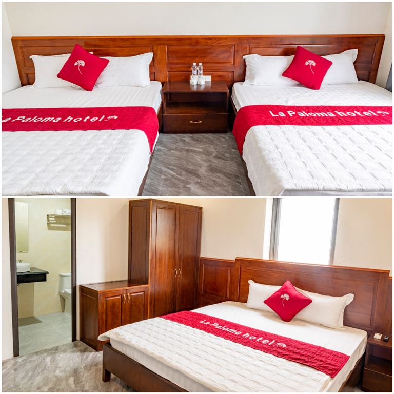 Phòng nghỉ tại khách sạn La Paloma Minh Châu có thiết kế hiện đại, có từ 1 - 3 phòng ngủ đáp ứng cho nhóm khách 2 - 8 người.
