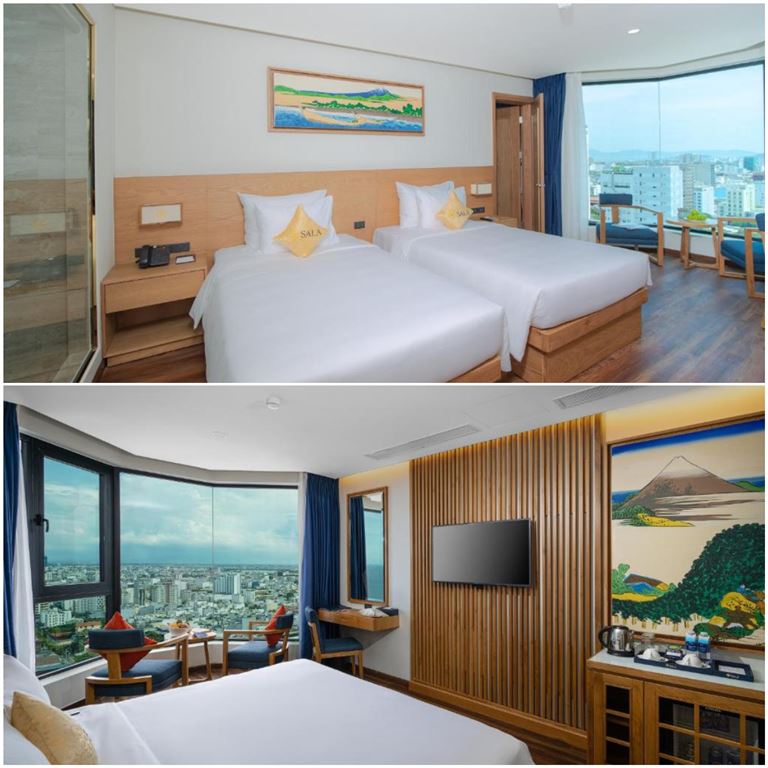 Sala Danang Beach Hotel mang đến hạng phòng gia đình có thể chứa được tối đa 4 người, diện tích 56m2.