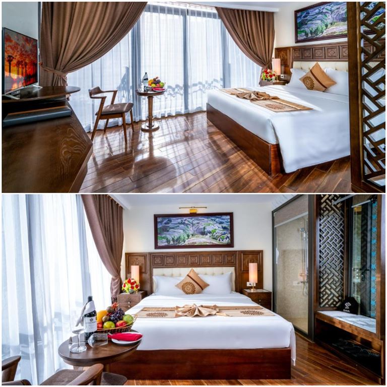 Sapa Relax Hotel & Spa sở hữu hệ thống phòng nghỉ chất lượng cao, có thiết kế sang trọng, ban công view đẹp.