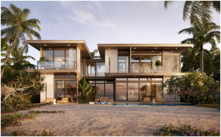 BeachFront Villas có diện tích rộng với thiết kế 2 tầng hướng biển.