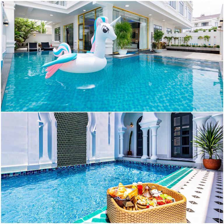 Hồ bơi là một trong những tiện ích được khách hàng yêu thích, không thể bỏ lỡ khi lưu trú tại Diamond Villa Vũng Tàu. 