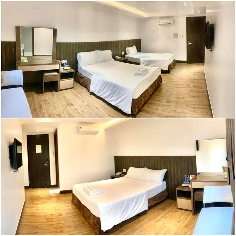 Các phòng nghỉ tại khách sạn được thiết kế chỉn chu, tận dụng nội thất gỗ làm từ cây gỗ đước. 