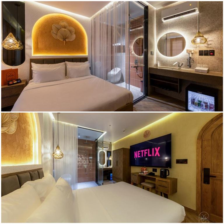 Hạng phòng Deluxe được thiết kế chỉn chu, đẹp mắt, có giường đôi rộng rãi, trải đệm êm ái.  