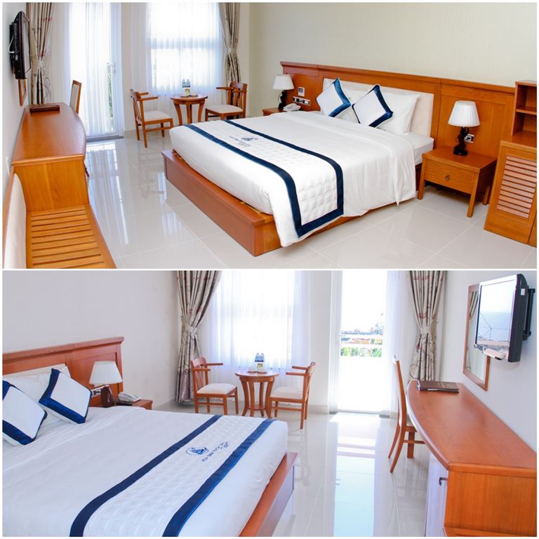 Không gian phòng nghỉ tại khách sạn Hòa Bình Rạch Giá có diện tích rộng rãi, sở hữu tầm view đẹp ra sông và biển. 