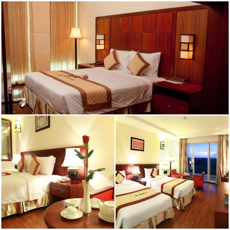 Thiết kế phòng nghỉ của khách sạn Quảng Ngãi này đề cao sự tiện nghi và thoải mái. 