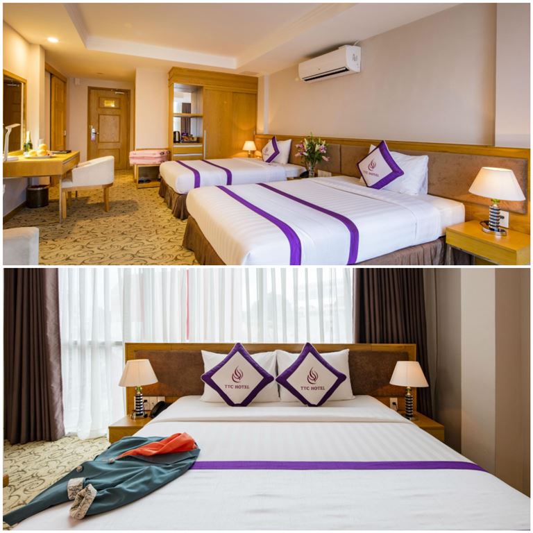 Khách sạn sở hữu phòng nghỉ cao cấp trang bị đầy đủ nội thất sang trọng và tiện nghi hiện đại. 