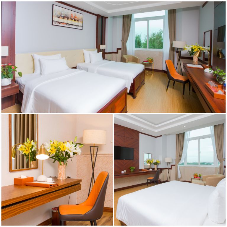 Du khách có thể lựa chọn phòng 1 giường đôi hoặc 2 giường đơn tùy thích tại Khách Sạn Vạn Phát Cần Thơ. 