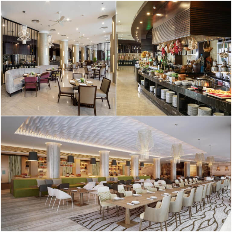Nhà hàng Nha Trang Bay mang đến thiết kế hiện đại với nhiều gam màu sáng.