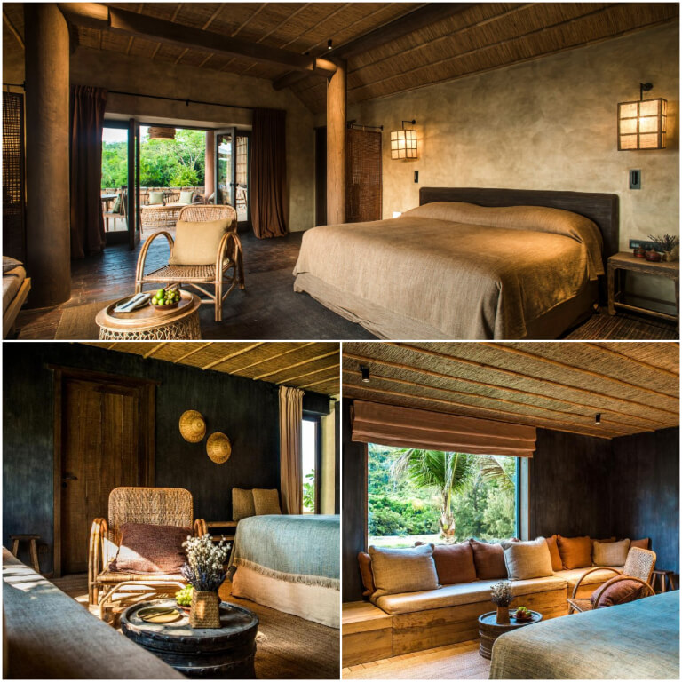 Tiện nghi phòng nghỉ của villa Biệt thự Phú Yên này mang đậm màu sắc bắc bộ xưa.