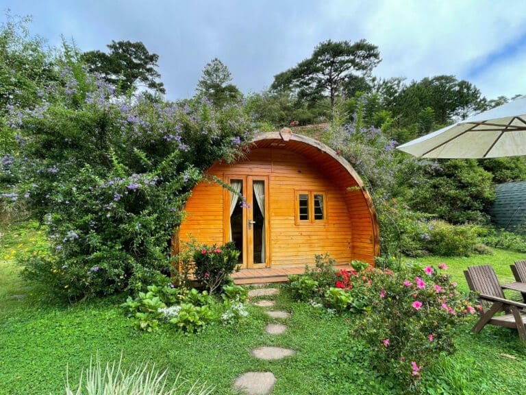 Wooden House mang thiết kế ấn tượng với mái vòm gỗ.
