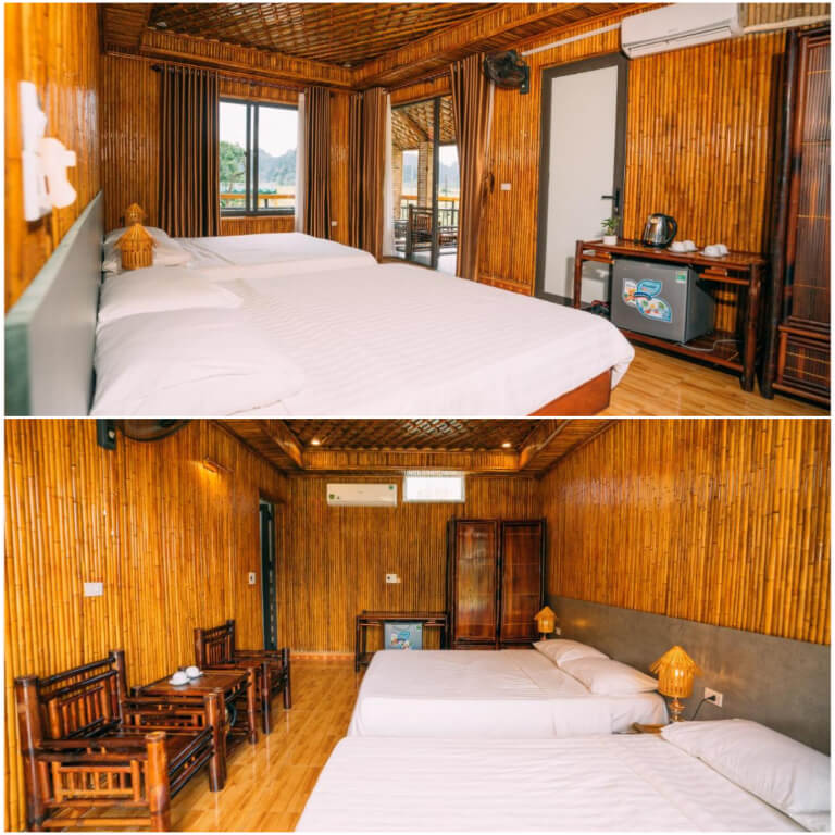Không gian nghỉ dưỡng ấn tượng với nội thất gỗ. 