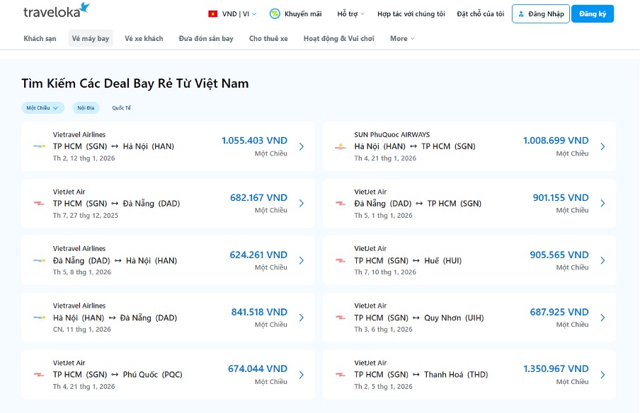 Check giá vé máy bay vietjet nội địa