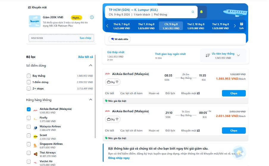 Săn vé máy bay giá rẻ cho chuyến du lịch quốc tế cùng AirAsia